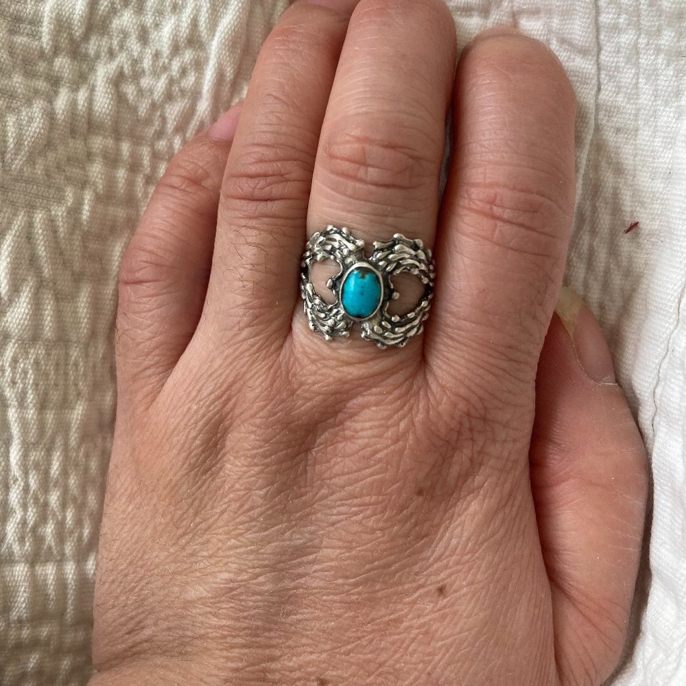 Artisan Made Authentic Turquoise And Silver Ring - image 1